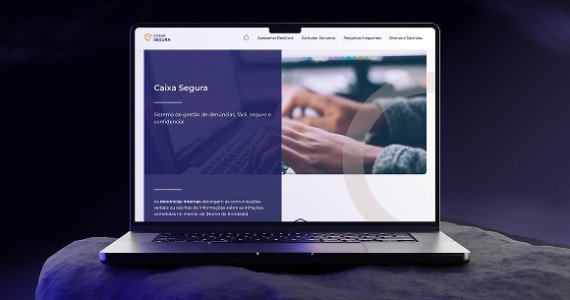 mockup da plataforma CAIXA SEGURA do ponto de vista de denunciante